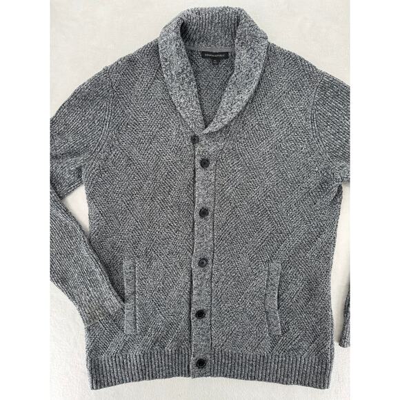 Banana Republic Other - Banana Republic Mens Black White Cotton Cardigan Sweater Grandpacore Shawl  XL